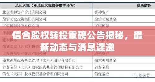 信合股权转投重磅公告揭秘,最新动态与消息速递